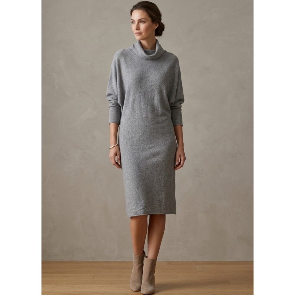 Guido Lombardo Italy S Grey Cowl Neck Extrafine Merino Wool Sweater Dress